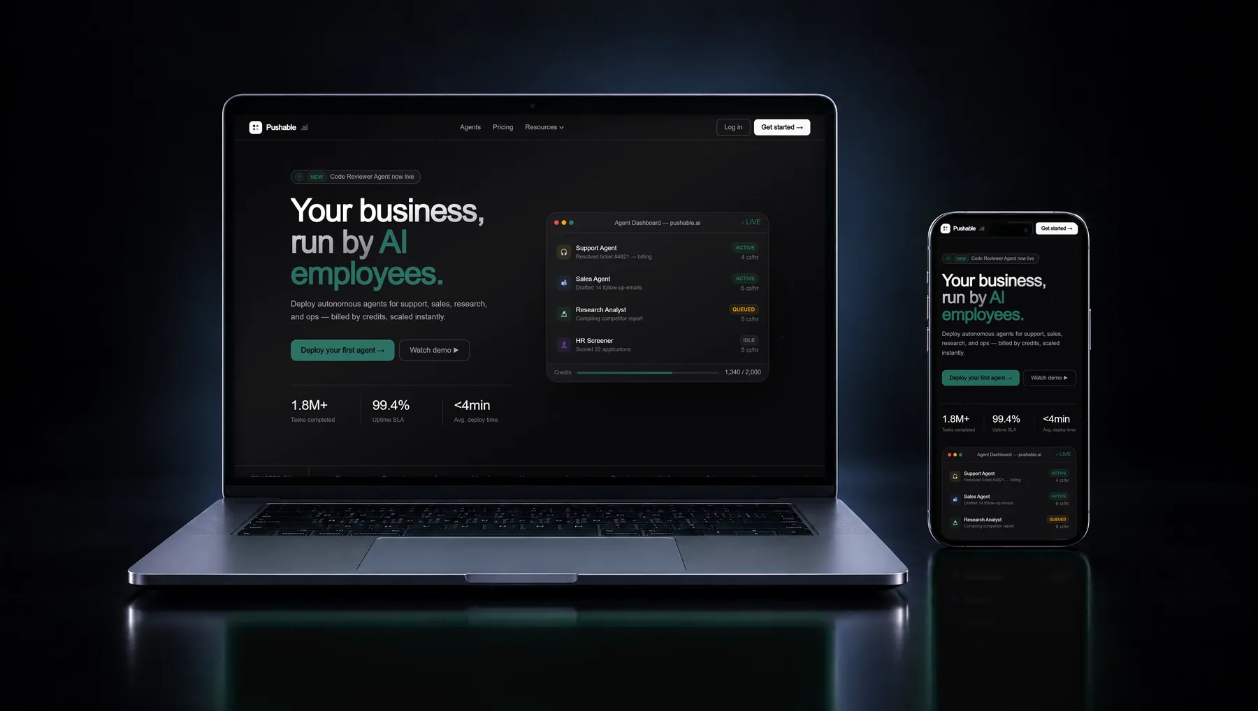 pushable.ai on desktop and mobile